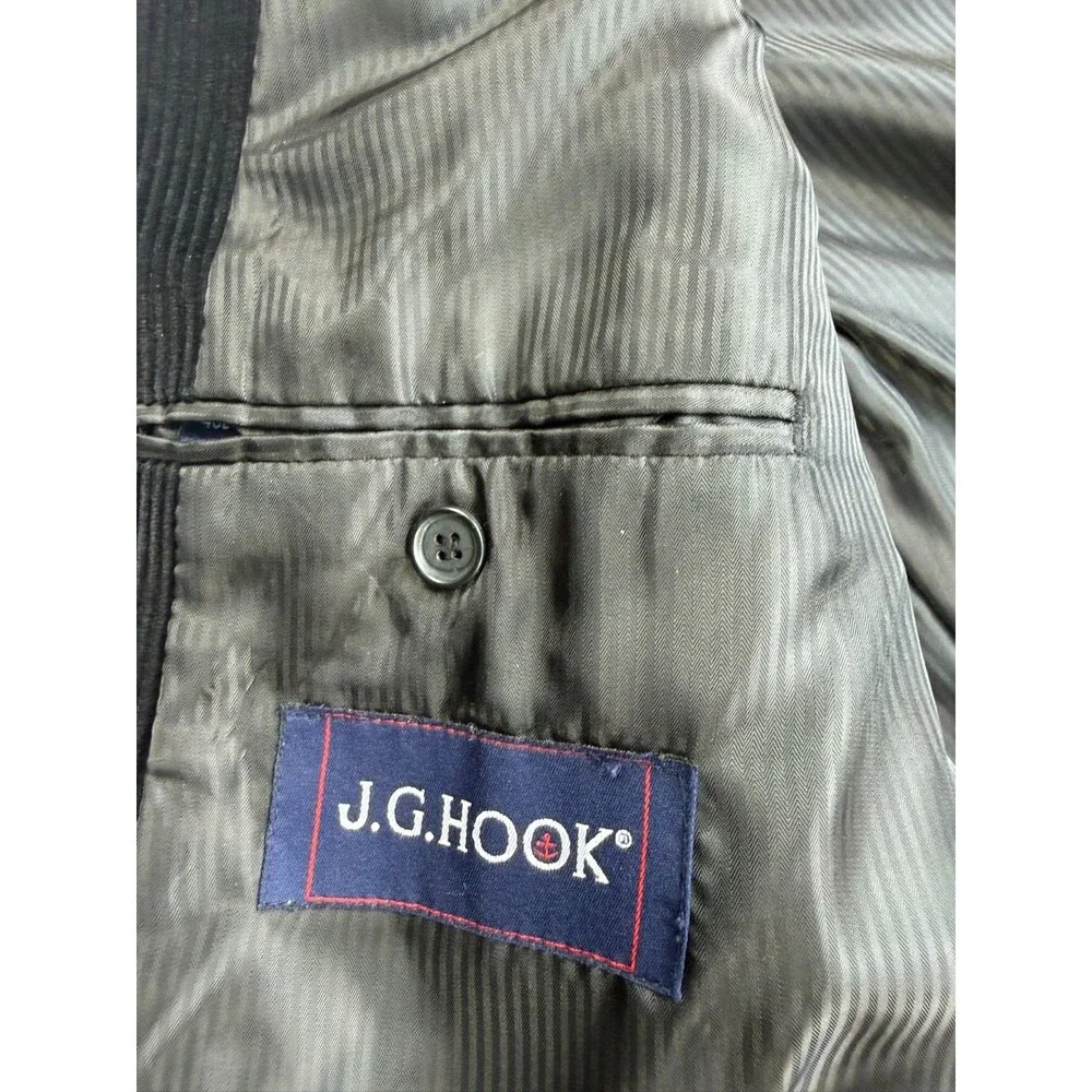Vintage J.G. Hook Blazer Mens 46L Black Corduroy Sport Coat 2 Button Blazer